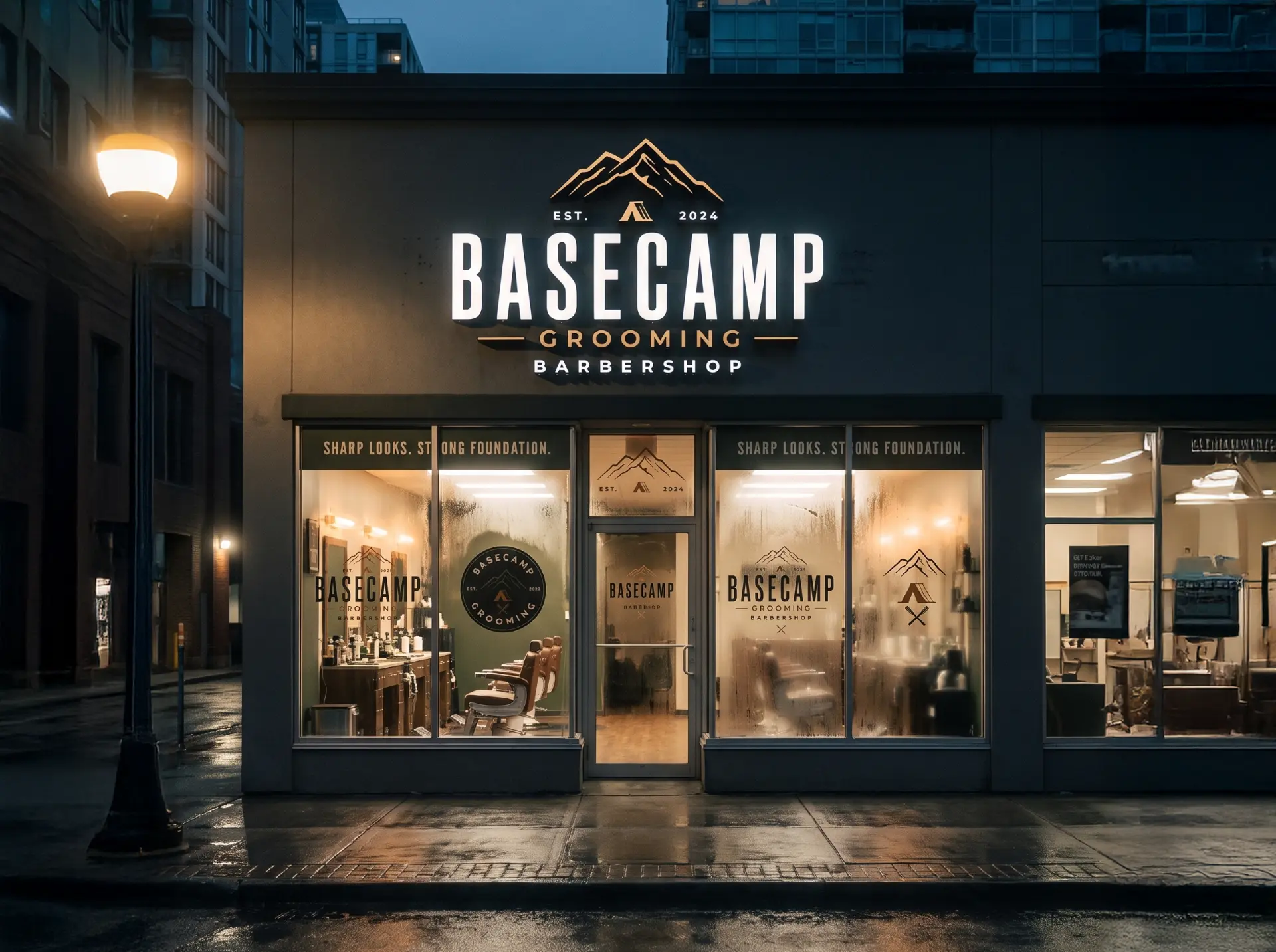 Basecamp Grooming storefront signage
