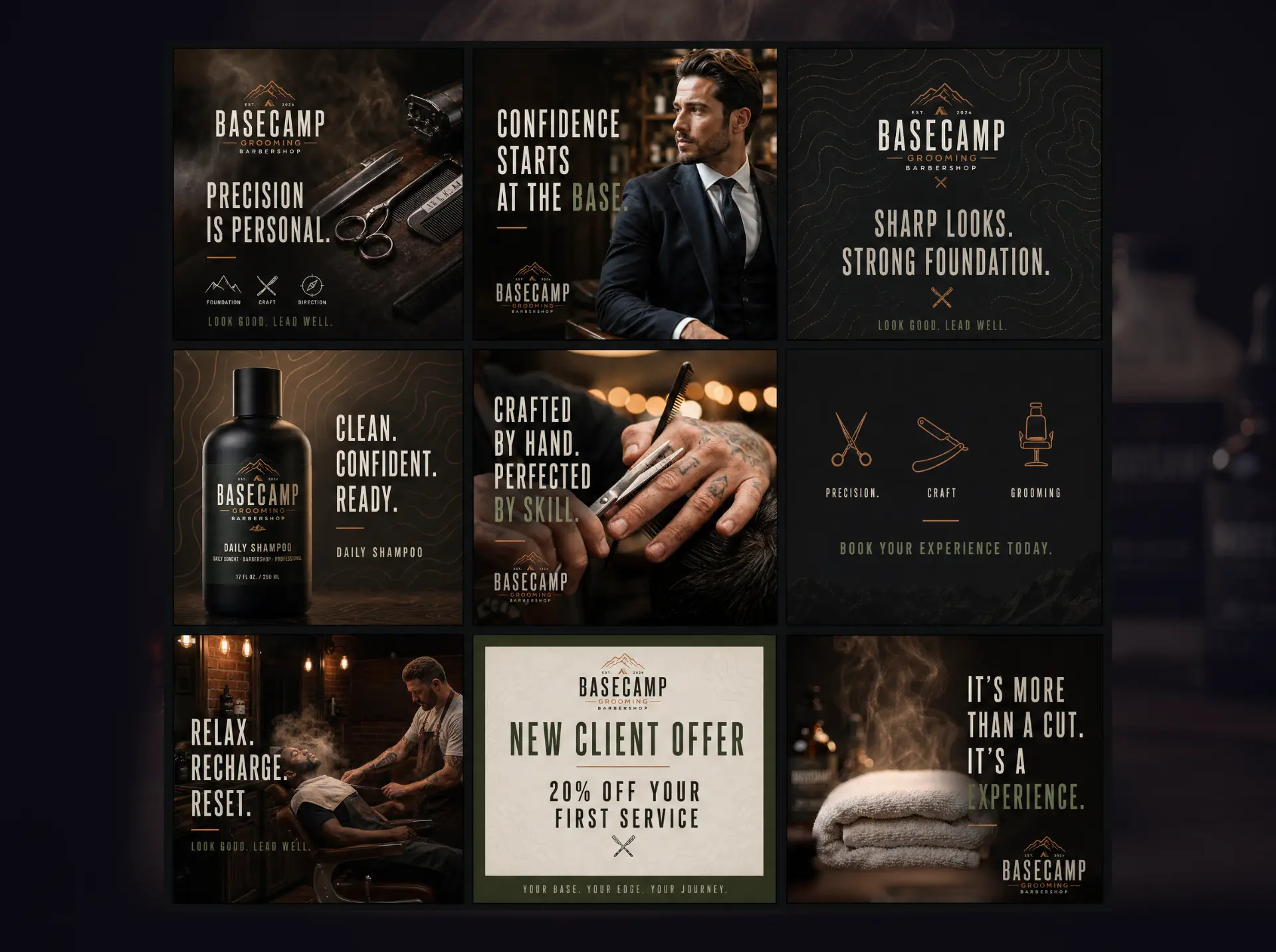 Basecamp Grooming social media campaign grid