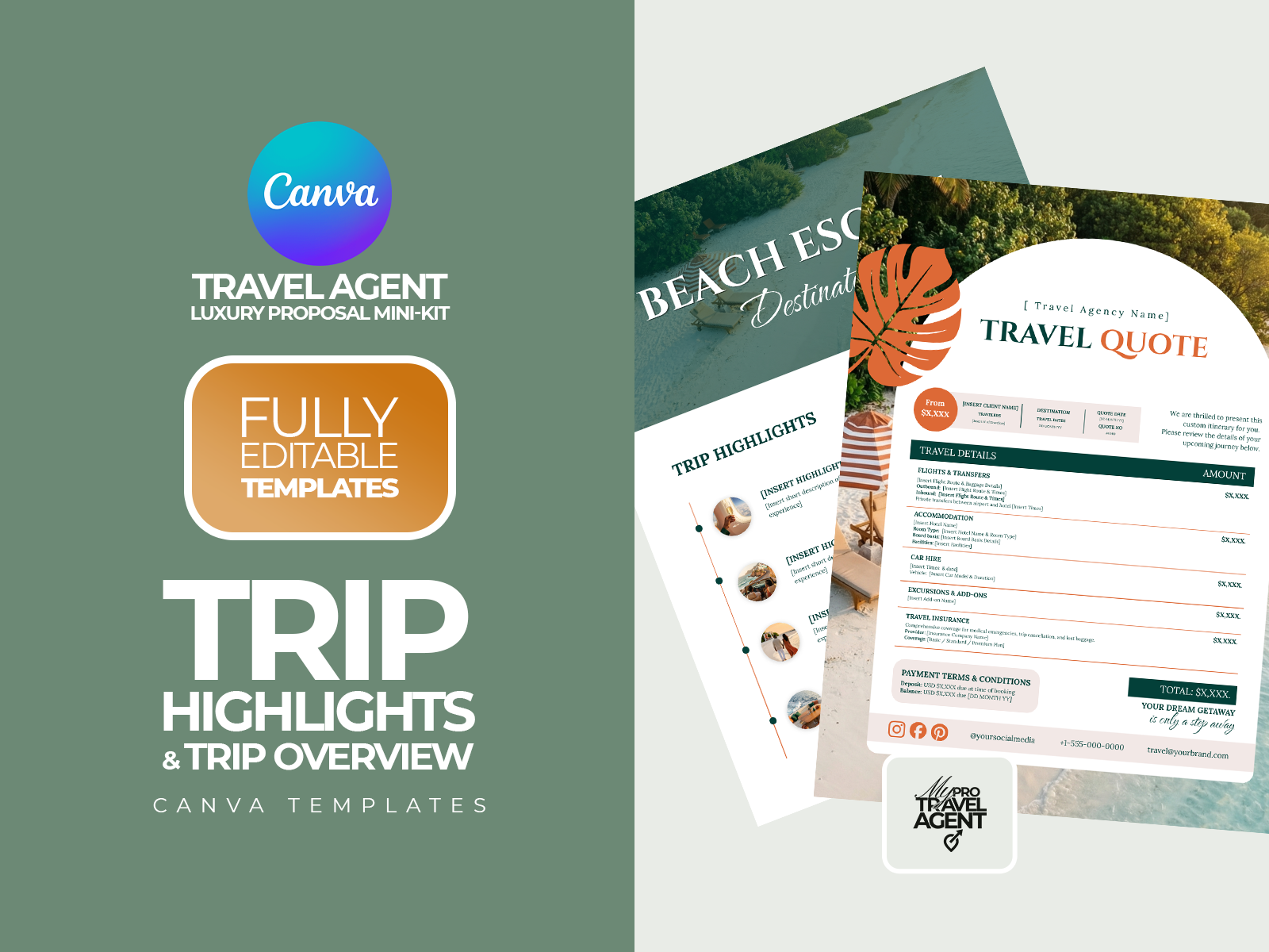 Luxury Trip Proposal Mini-Kit — Canva Templates