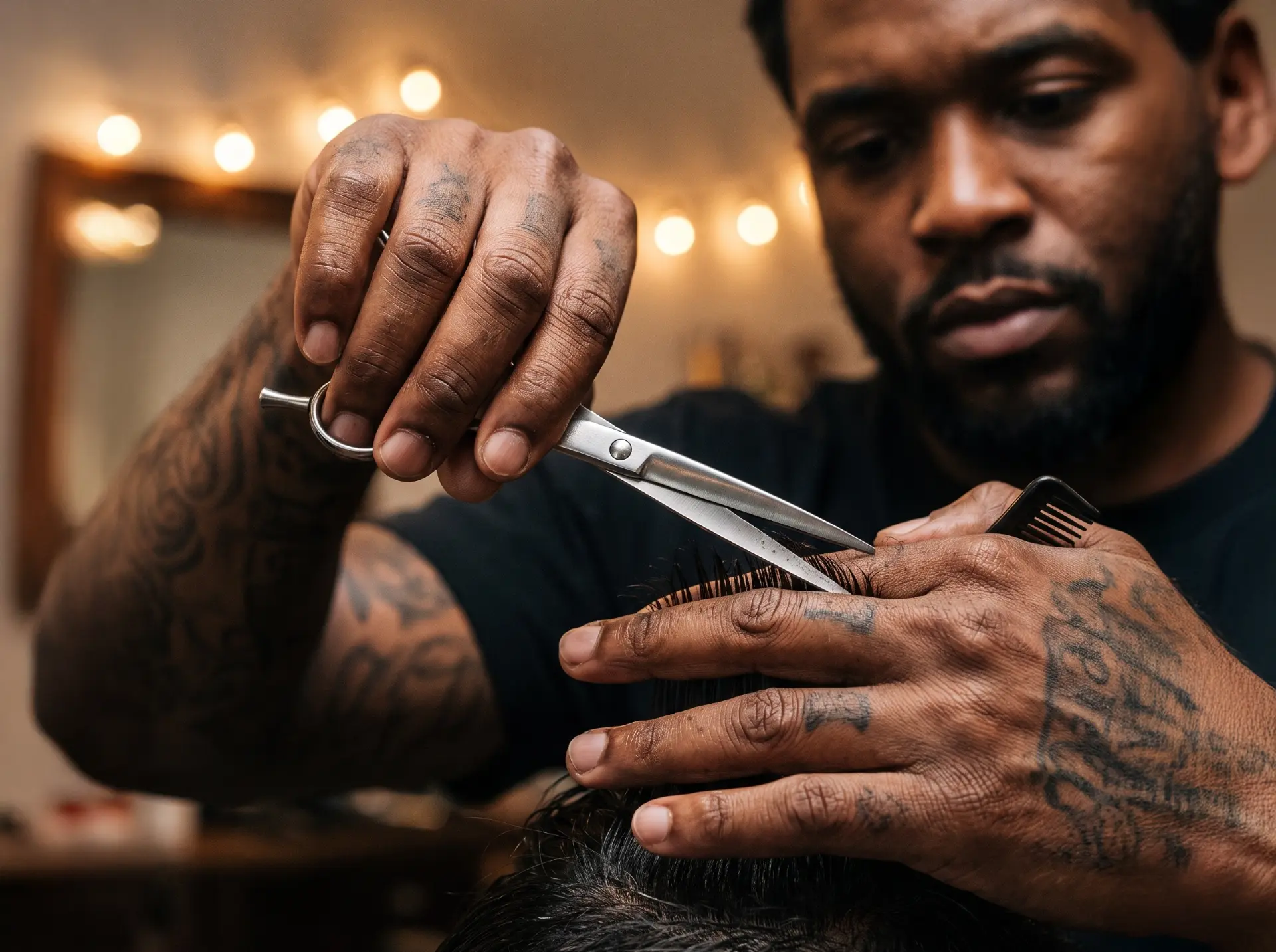 Basecamp Grooming barber at work